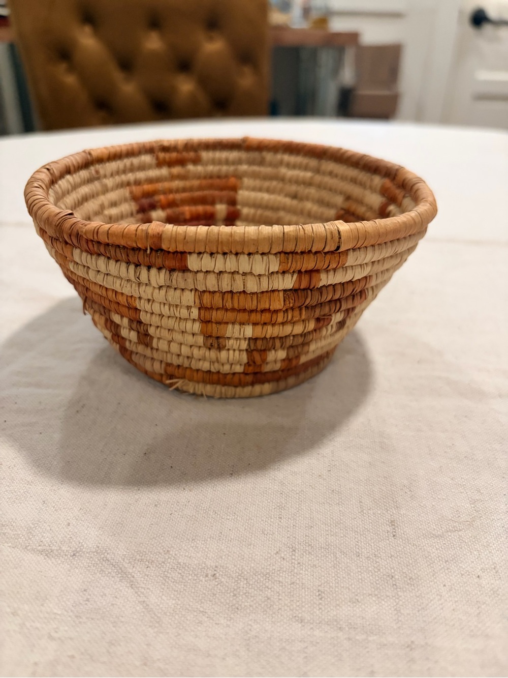 Native American Handwoven Natural Basket Bowl